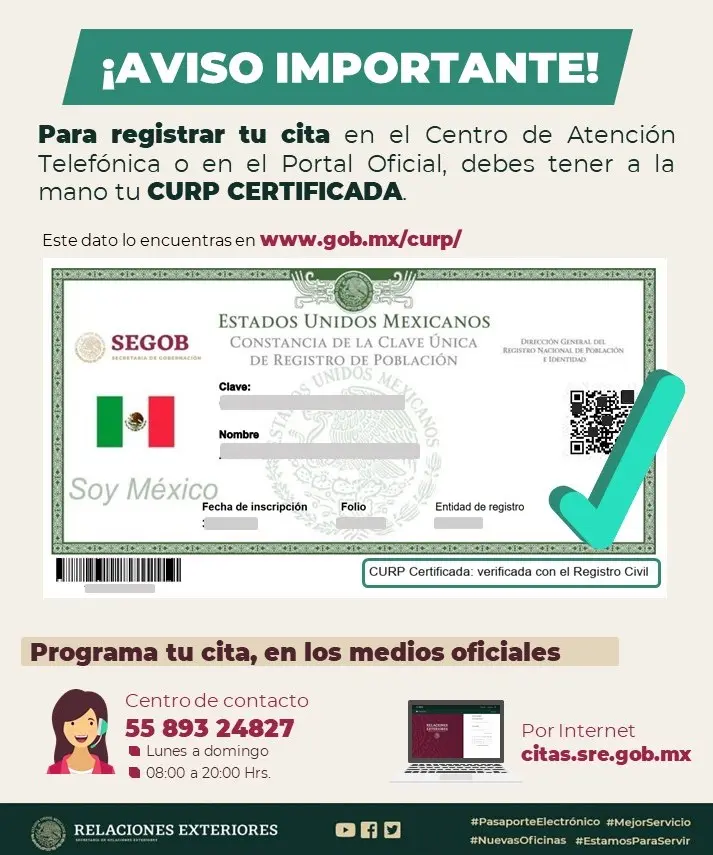 Curp certificado importante para pasaporte en playa del carmen