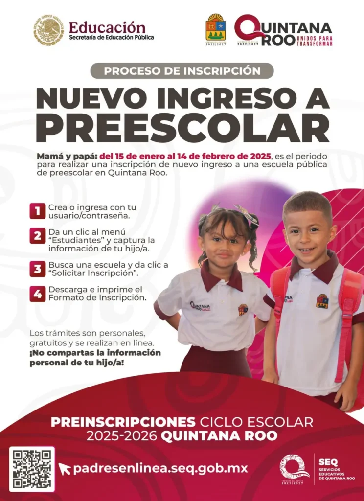 Proceso de inscripción Nuevo ingreso a Preescolar en 2025